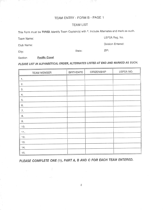 (Team Entry Fom B, Page 1)