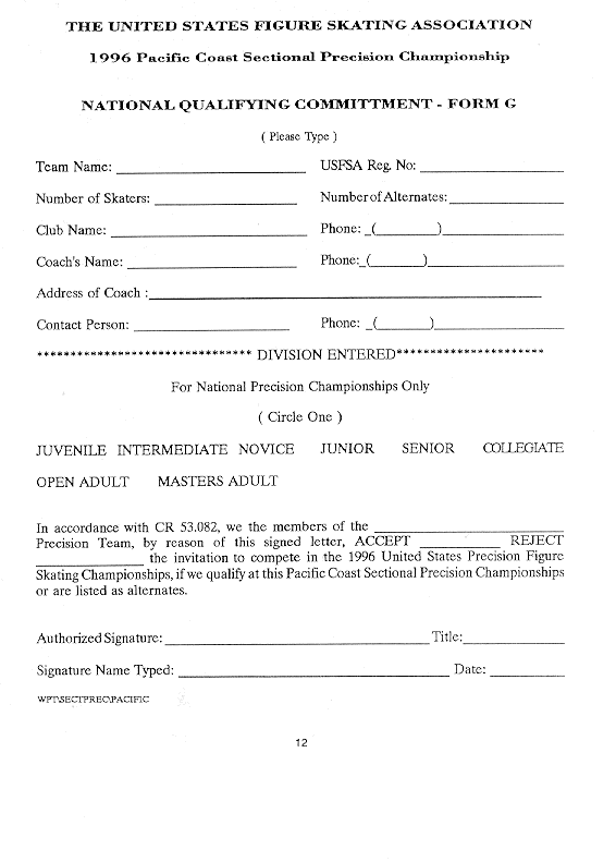 (National Qualifying Committment - Form G)